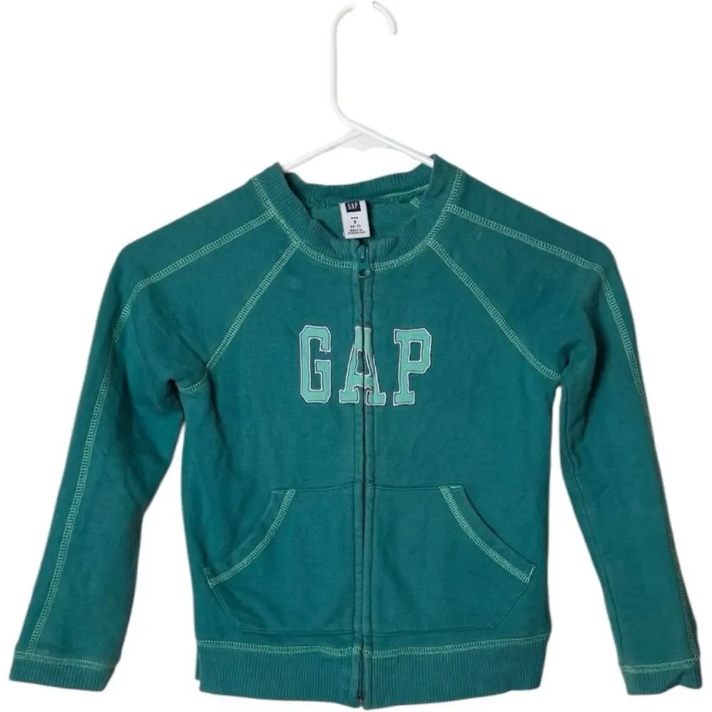 GAP Zip Up Front  Logo Long Sleeve Crewneck Sweatshirt Sz S 6-7
